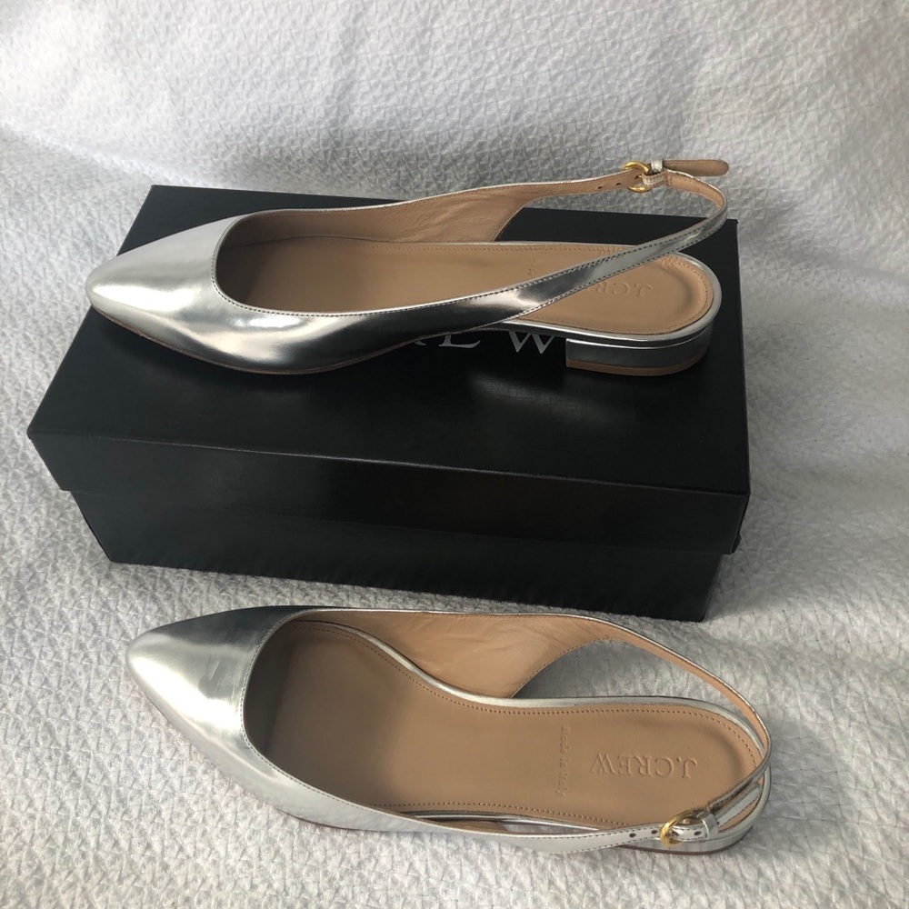 J.Crew Lucie Mirror Metallic Slingback Shoes
